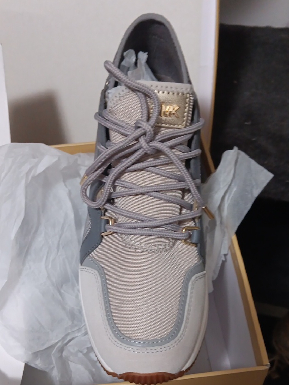 Michael Kors Gray and Gold Runner Sneaker